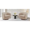 thumbnail image 6 of Swivel Barrel Accent Chair, 360-Degree Rotating Mid-Century Modern Lounge Chair with Sloped Arms, Upholstered Armchair for Living Room, Bedroom, Office in Beige, 6 of 6