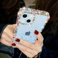 thumbnail image 5 of Compatible with iPhone Case,Luxury Crystal Glitter Bling Sparkly Diamond Pattern Camera Lens Protection Clear Soft Shockproof Cover Phone Case (Blue,iPhone 14 Pro Max), 5 of 7