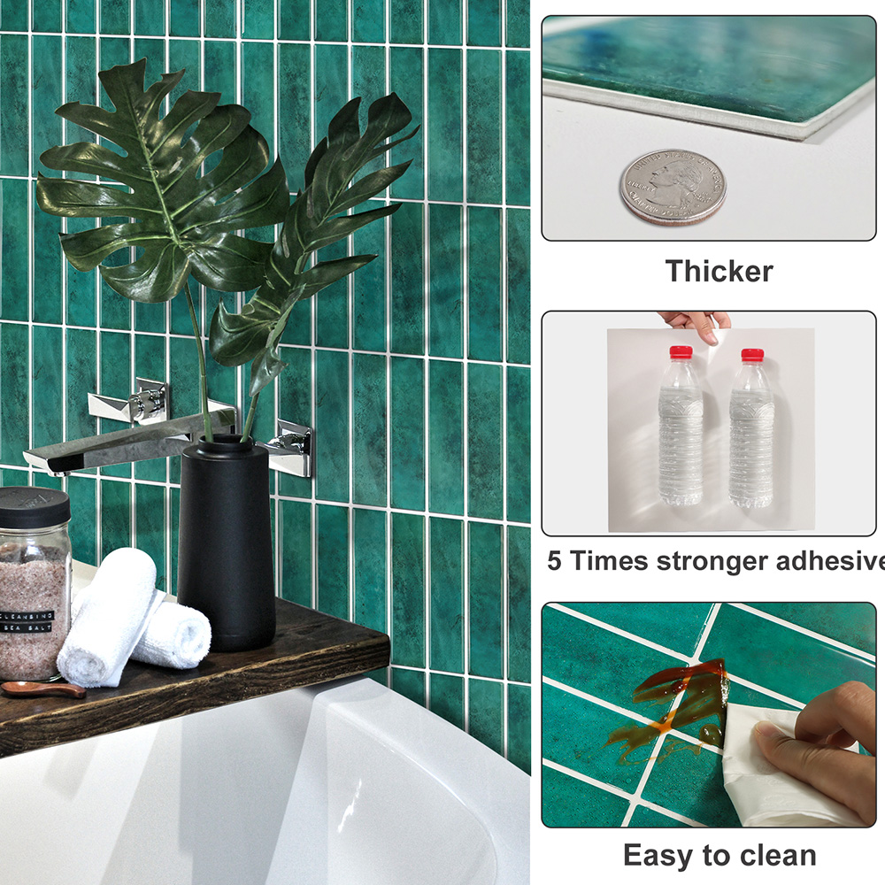 Clever Mosaics Self Adhesive Vinyl Decal Premium Finger Tile Backsplash for Kitchen Bathroom (10-Sheet)
