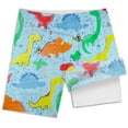 thumbnail image 3 of Hienoo Big Boys Dinosaur Prints Compression Liner Swim Trunks Swimwear, 3 of 4