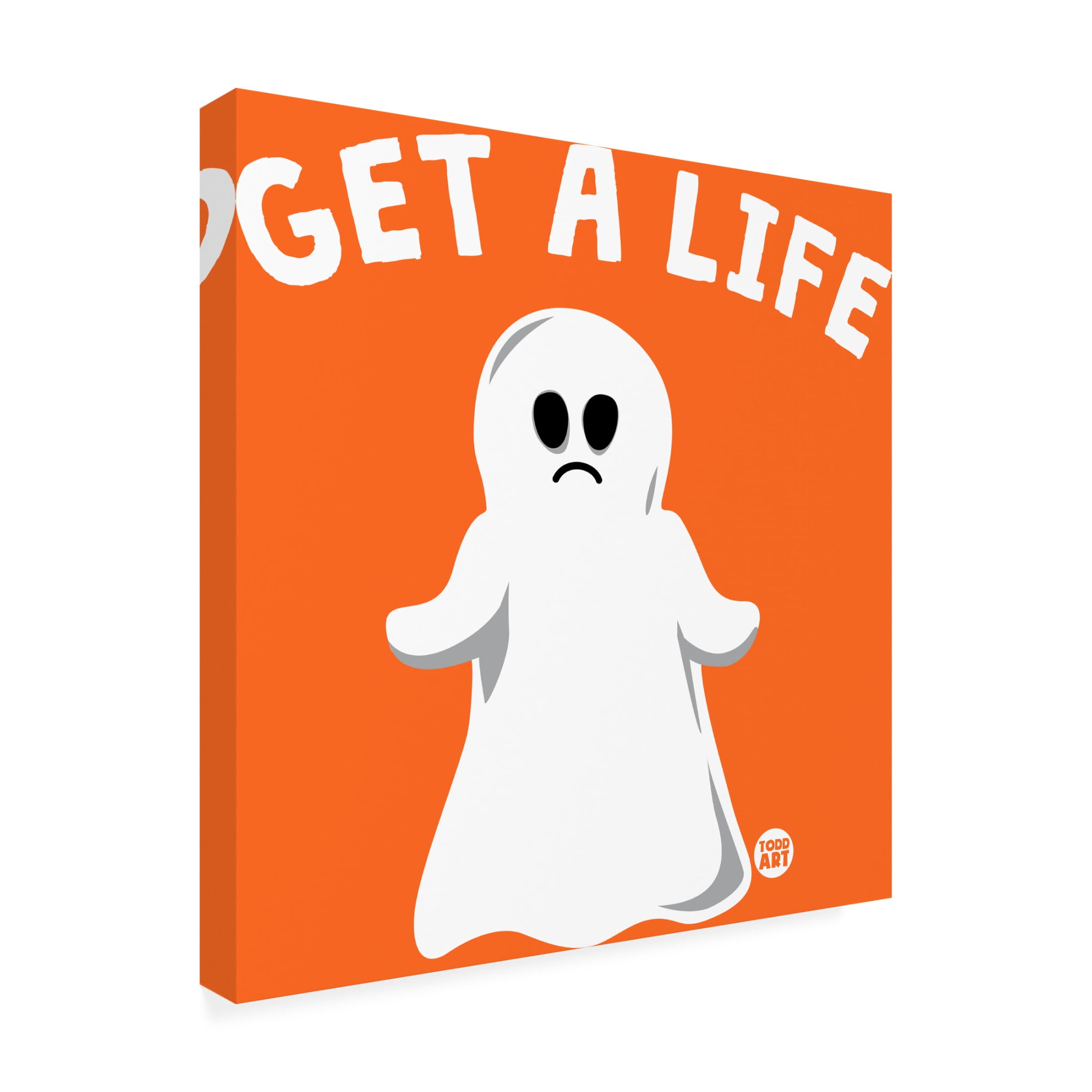 Canvas Wall Art - toddart 'Get A Life Ghost' Wall Art for Living Room, Bedroom, or Office Décor by Trademark Fine Art - 24 x 24 Inches