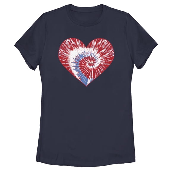 Women's Lost Gods Fourth of July Tie-Dye Heart Graphic T-Shirt