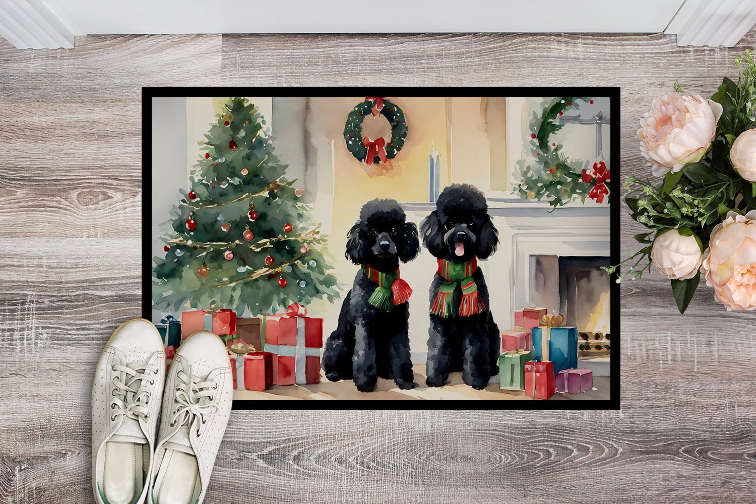Carolines Treasures DAC2725MAT 18 x 27 in. Poodle Cozy Christmas Doormat