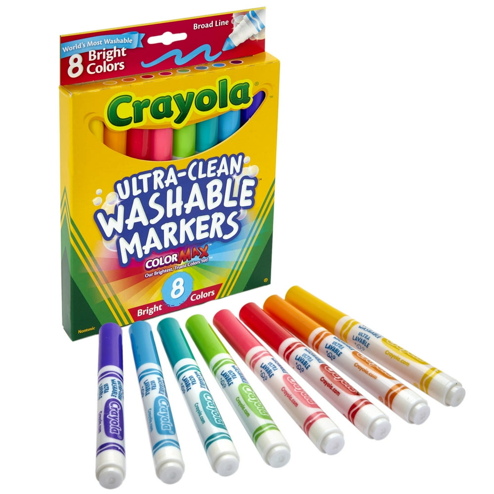 Crayola UltraClean Washable Markers, Broad Line, Bright Colors, 8 Per Box, 6 Boxes Walmart