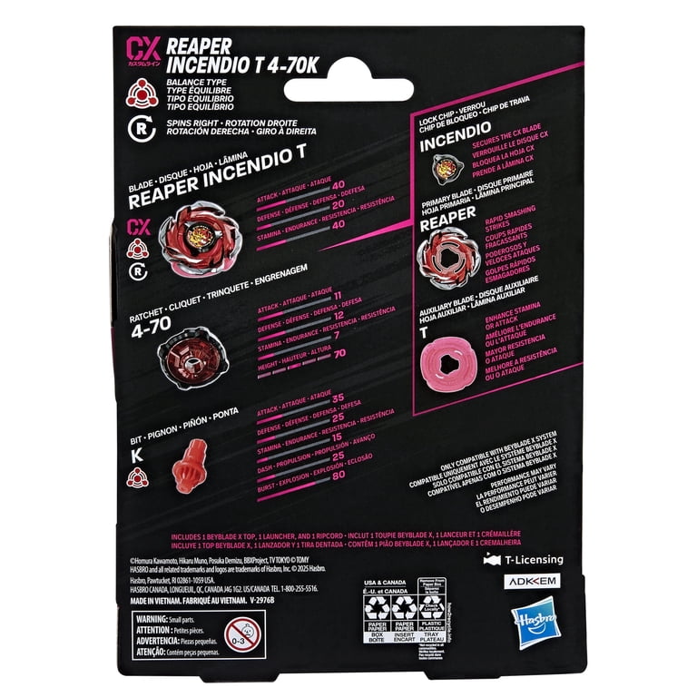 Beyblade X Reaper Incendio T 4-70K CX Starter Pack Set with