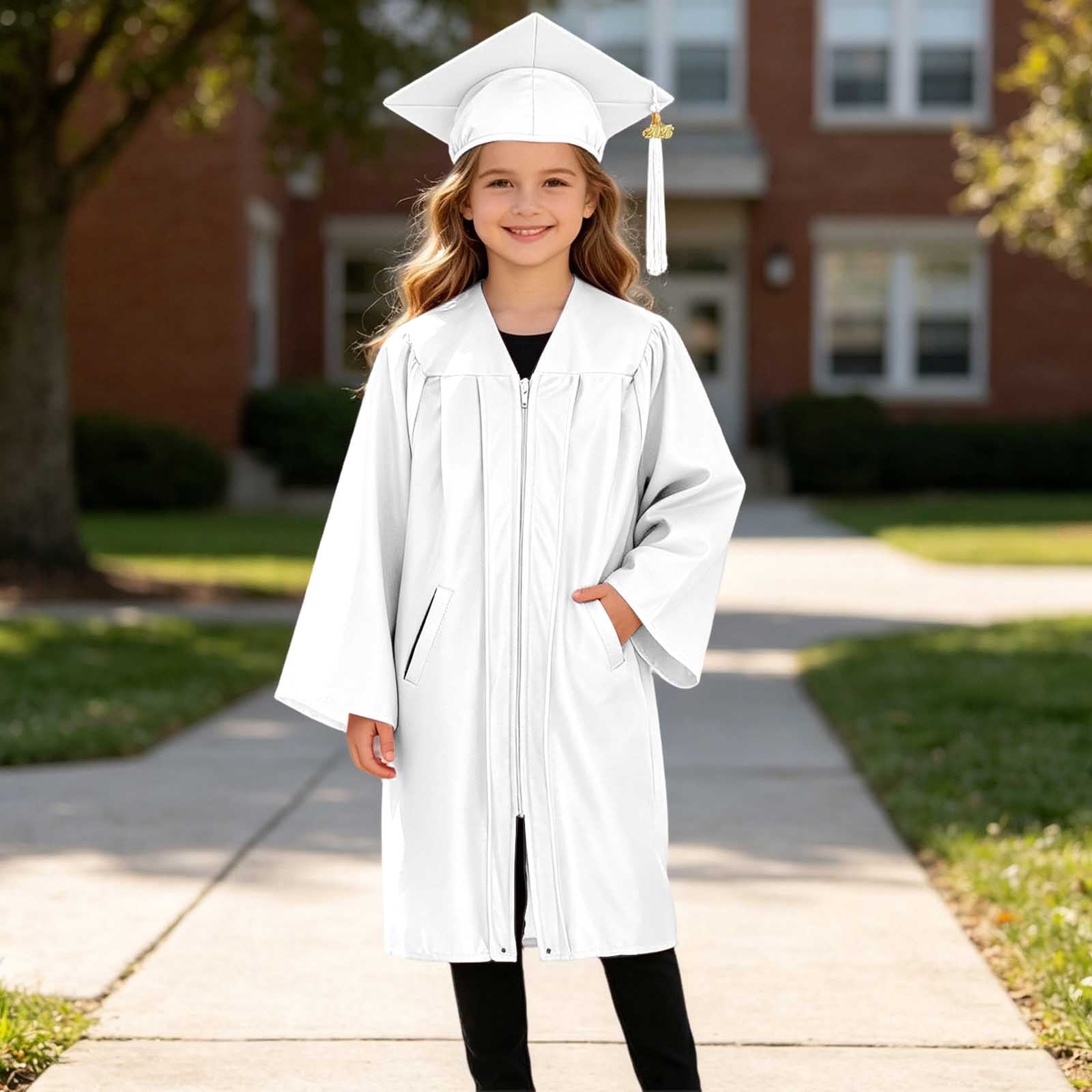 girls dresses for kindergarten graduation Rtkfrflm Kids Gown and Cap Set Matte Preschool Graduation Dress Robe with Pockets Boys Outfits 2-12 Y, Kids Unisex Perfect for Various Special