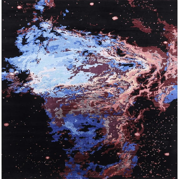 Ahgly Company Indoor Square Mid-Century Modern Mid Gray Oriental Area Rugs, 8' Square