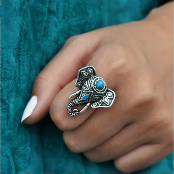 QQTDFG Fashion 925 Silver Elephant Rings Animal Women Men Wedding Party Jewelry Sz 6-10-Style_1