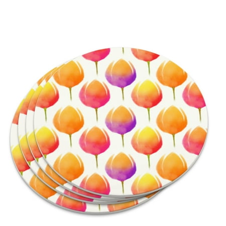 

Watercolor Tulip Pattern Novelty Coaster Set