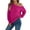 Hot Pink, variant on Fiaer Womens Sweater Cold Shoulder Hollow out Knitted Pullover Long Sleeve Loose Fit Casual Fashion Warm Tops White XL