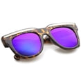 thumbnail image 4 of sunglassLA Unisex Retro Metal Accent Color Mirror Lens Horn Rimmed Oversize Sunglasses (Tortoise-Gold / Blue Mirror) - 50mm, 4 of 4