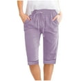 thumbnail image 7 of Purple Pants for Teen Girls Summer Fall Faux Linen Loose Fit Lounge Pleated High Waisted Paperbag Straight Leg Basic Pants Shorts Womens 2025 Soft Comfy Clothes XXL, 7 of 7
