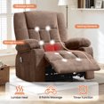 thumbnail image 3 of JMYMRY Recliner Chair, Swivel Rocker Recliner for Adults, Recliner Chair with Heat and Massage, Manual Recliner with Cup Holders for Living Room, Brown, 3 of 12