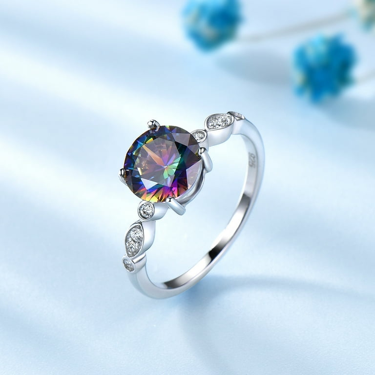 Mystic Topaz Engagement Ring for Women Sterling Silver Ginger Lyne