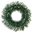 thumbnail image 2 of Vickerman 30" Flocked Snow Ridge Artificial Christmas Wreath, Warm White LED Lights, 2 of 7