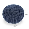thumbnail image 3 of Noble House Round Plush Cotton Pouf, Blue, 3 of 4