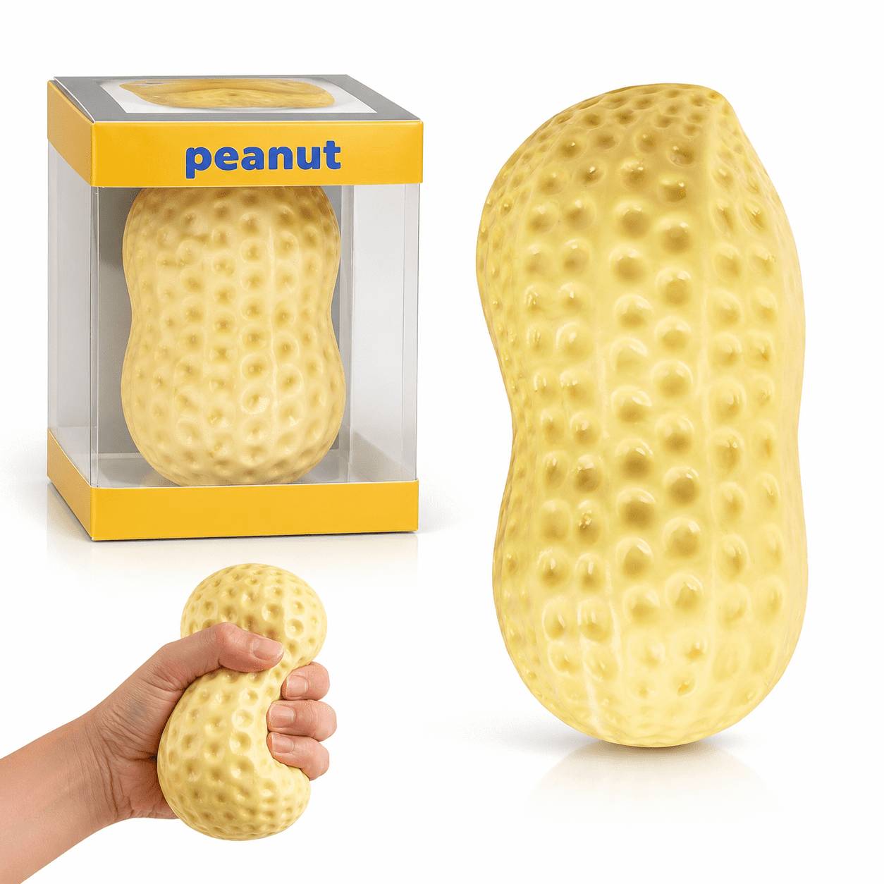 Yellow Jumbo Crunchy Peanut Squishys, Butter Stick Squishy and Peanut Squishies