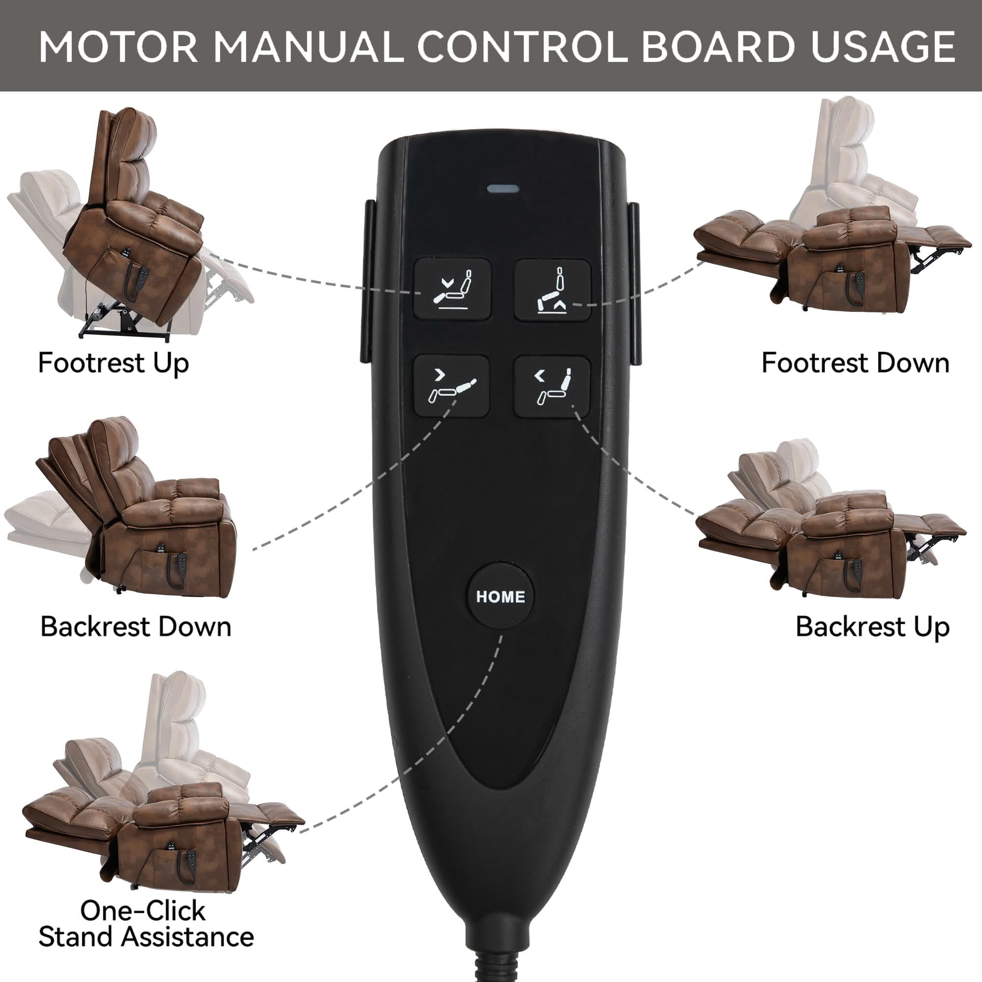 MAYEERTY Brown Dual Motor Power Lift Recliner, 350lbs Infinite Position Massage Heat Hidden Cup Holders for Elderly 41"x37"x42"
