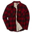 thumbnail image 3 of The American Outdoorsman Bonded Flannel Shirt Jacket with Sherpa Fleece Lining for Hiking and Camping (Red/Black, XL), 3 of 3
