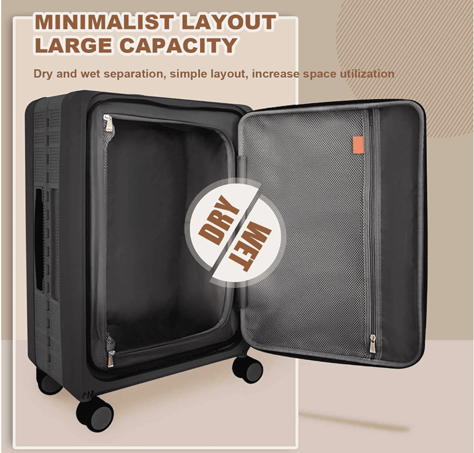 Travlr's Bubble  Collapsible / Foldable  100% PP hardside  lightweight 24" checkin  luggage  with TSA Lock and Mute Omnidirectional Spinner Wheels. - Black