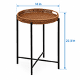 Small Wicker Round End Table, 16.5 in Rattan End Tables with Removable ...