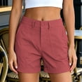 thumbnail image 6 of HomeDM Shorts for Women High Wasit Button Zip Closure Wide Leg Shorts Wine Summer Casual Work with Pockets Size 3XL, 6 of 8