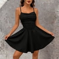 thumbnail image 6 of Aimik Women's Corset Mini Dress Summer Spaghetti Strap Ruched Front Solid Mini Skater Dress A-Line Flowy Short Dress, 6 of 6