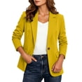 thumbnail image 4 of FAWUUDO Women's Single Breasted Suit Jacket Notched Lapel Long Sleeve Tailored Work Office Blazer Open Front Casual Cardigan Jacket with Flap Pockets Yellow, 4 of 7