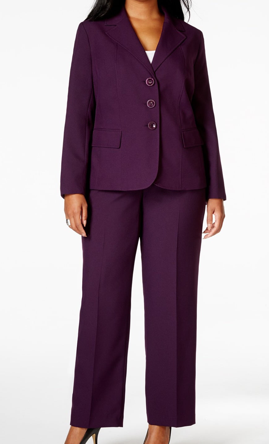 Le Suit NEW Purple Women's Size 24W Plus Seamed Notch Collar Pant Suit ...