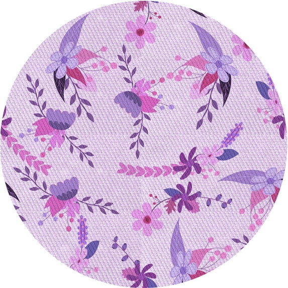 Ahgly Company Machine Washable Indoor Round Transitional Heliotrope Purple Area Rugs, 6' Round