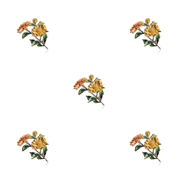 Minnieouse Broche de flor Pin elegante Breastpin boda cumpleaños vacaciones joyería hecha a mano novia regalo disfraz ornamento amarillo Amarillo 5piezas Minnieouse CBP233143