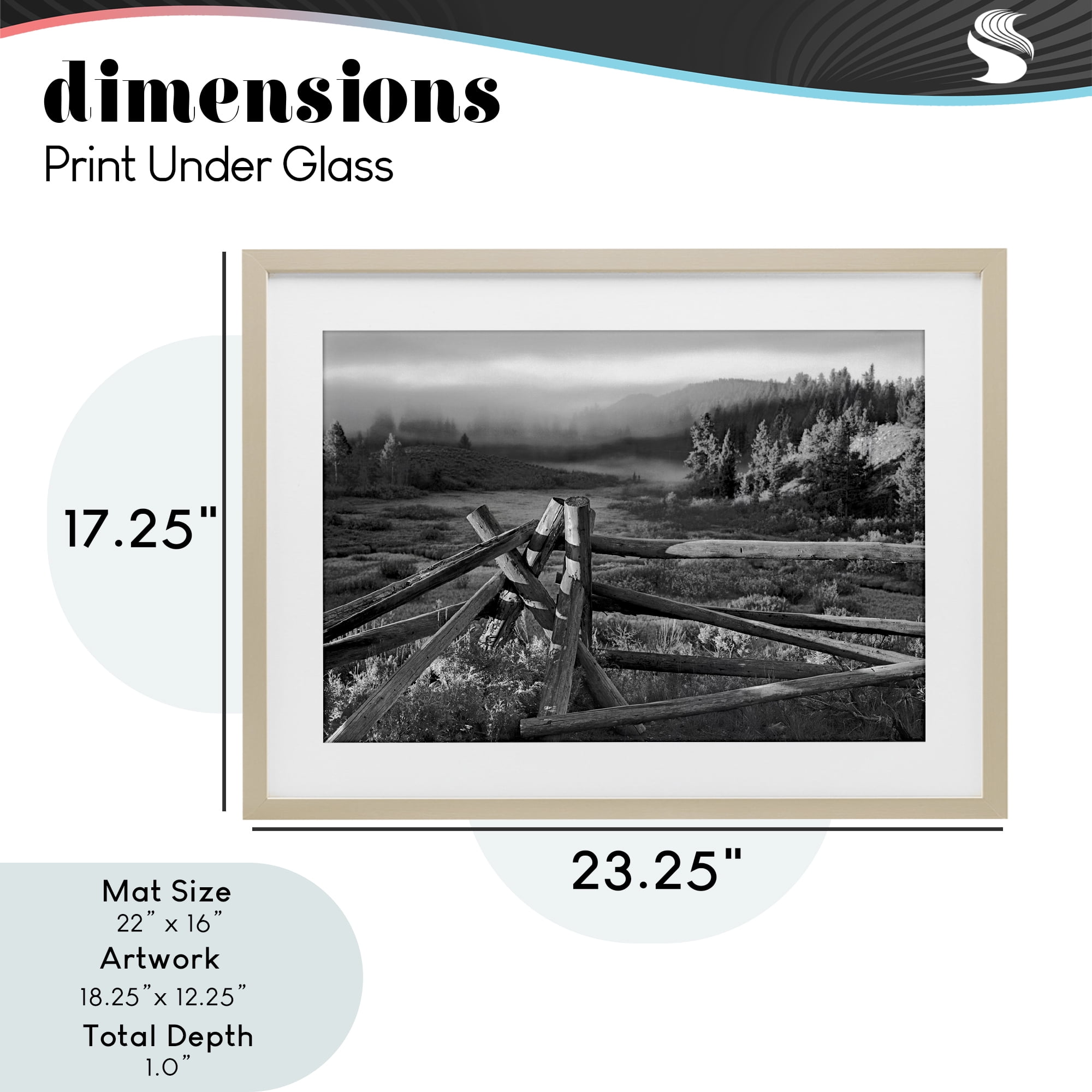 Grand Tetons Fence Beyond Birch Framed Print Under Glass, design by MJ Photography