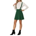 thumbnail image 2 of INSPIRE CHIC Women's Skirt Faux Pocket Buttons Decor Above Knee Suspender Skirt L Dark Green, 2 of 5