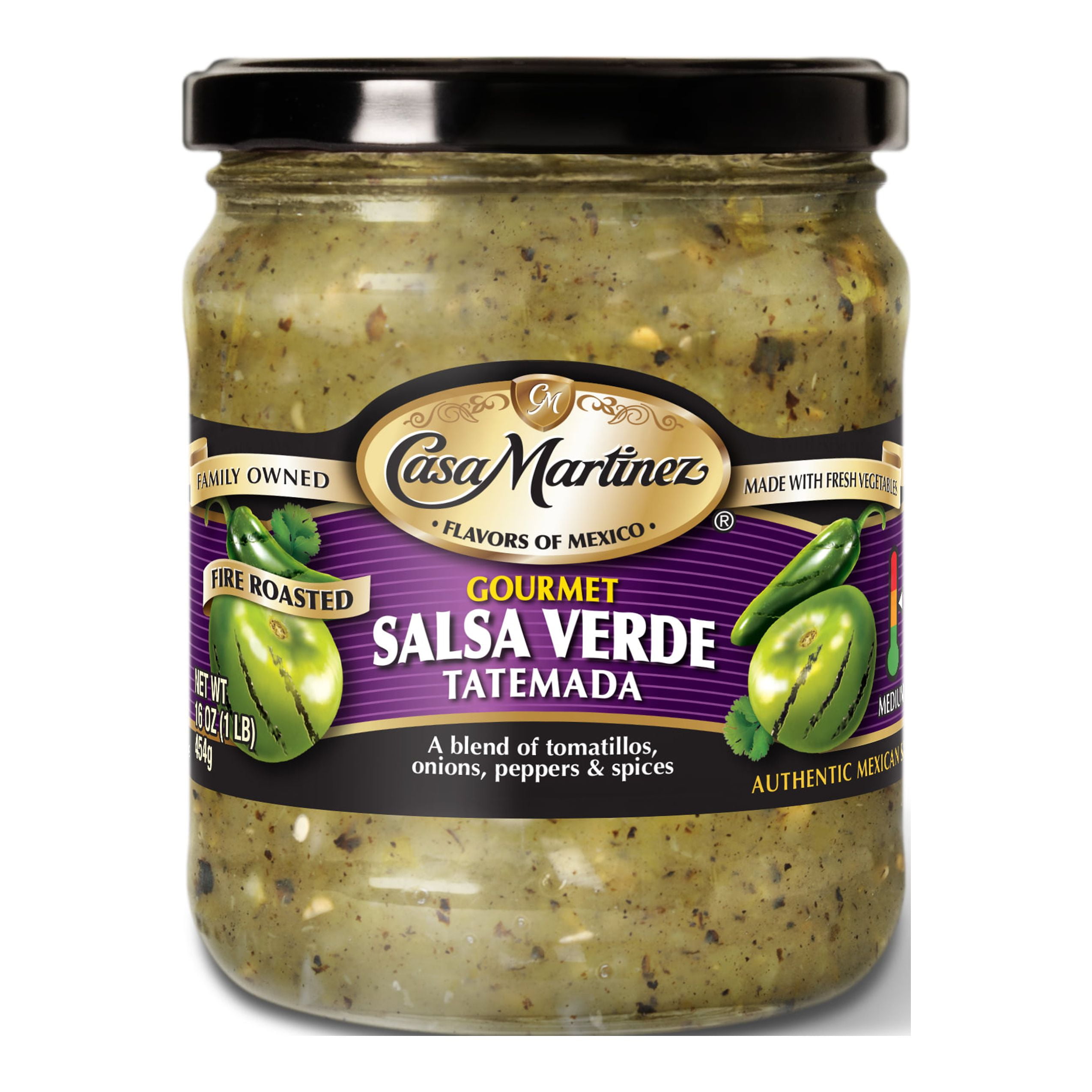 (2 pack) Casa Martinez Medium Fire Roasted Tatemada Salsa Verde, 16 oz