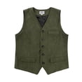 thumbnail image 3 of Men's Retro Corduroy Button Down Vest Smart Casual Lightweight Sleeveless Outerwear Waistcoat Army Green Size L, 3 of 4
