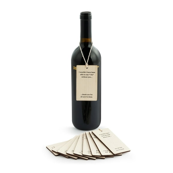 Demdaco Thank You Wedding Woodgrain 3.5 x 2 Plywood Wine Bottle Tags Set of 10
