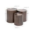 thumbnail image 4 of DecMode 18" x 21" Bronze Metal Handmade Drum Accent Table with Hammered Design, 3-Pieces, 4 of 13