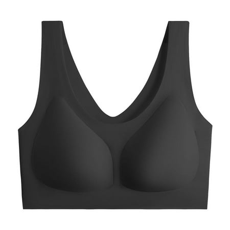 MITCOWBOY Bras for Women Women s Sports Bra Large Breasts Look Small Cup Solid Color Bra Soft and Skin Friendly Comfortable Wireless Bra Seamless Bras Black M Clearance