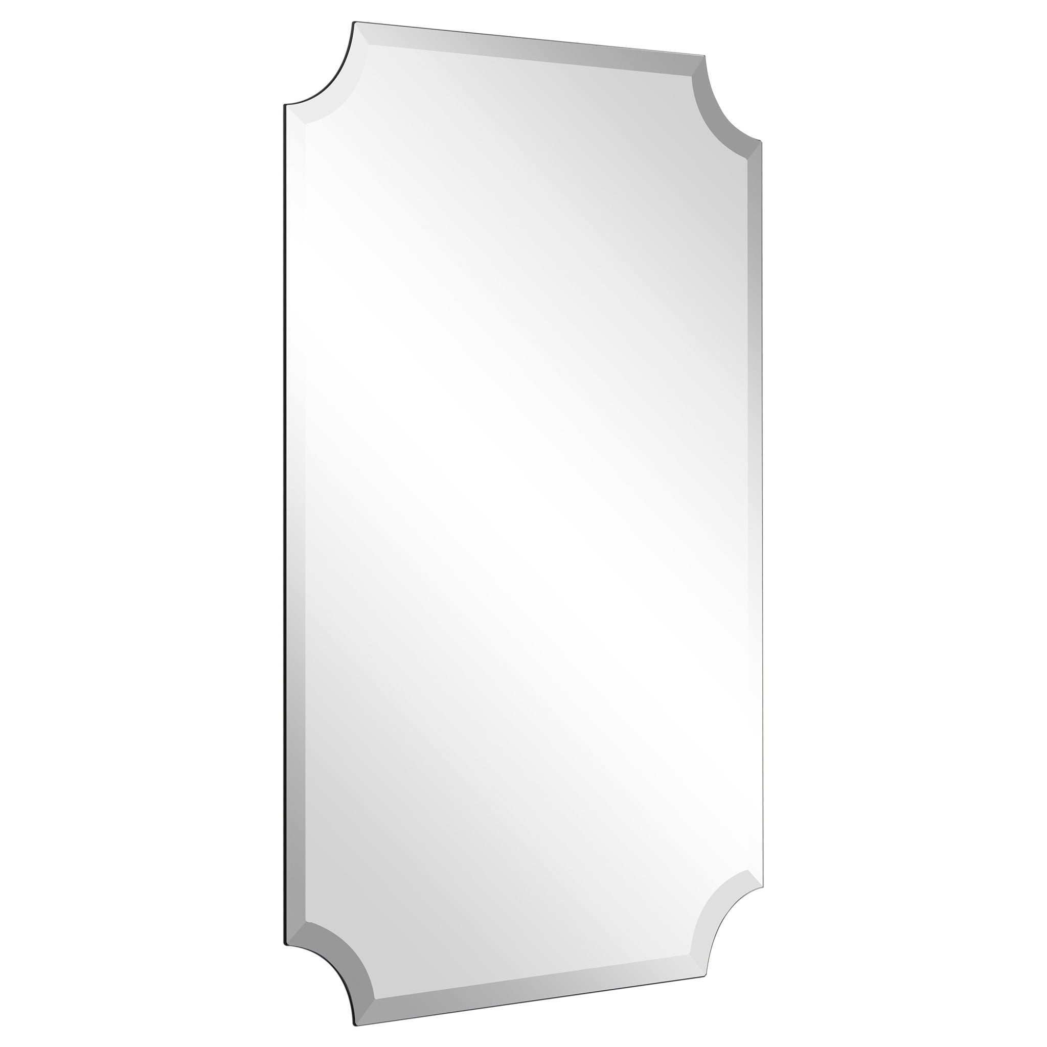 Empire Art Direct Frameless Rectangle Scalloped Beveled Wall Mirror 24 X 36 Ready To Hang