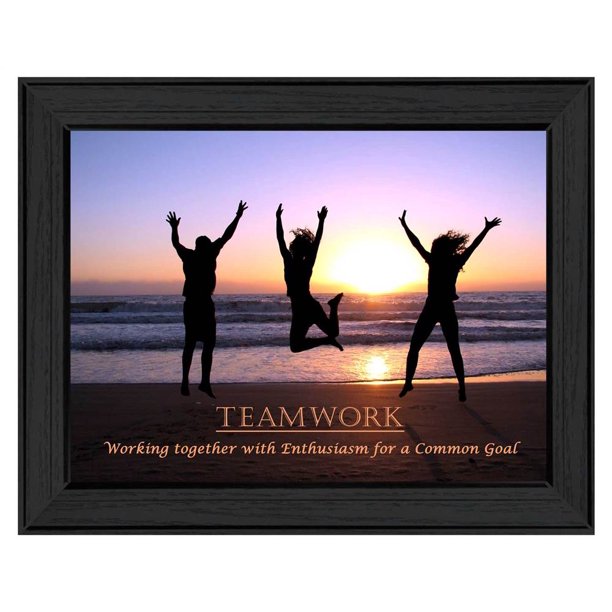 "Teamwork" Black Printed Wall Art
