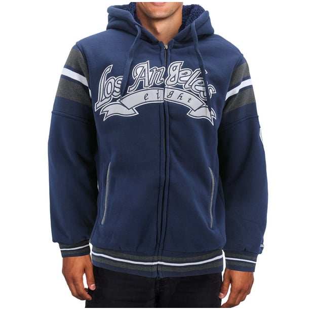 VKWEAR Men's Athletic Los Angeles Varsity Sherpa Fleece Lined LA Zip