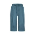 thumbnail image 4 of SwiftWear Women's Comfort Fit Capri Pants - Ccotton Straight Wide Leg Capris with Drawstring & Pockets, Relaxed S-3XL, 4 of 8