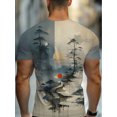 thumbnail image 2 of Men's Soft Short Sleeve T-Shirt with Asian Style Abstract Landscape Print - Lightweight Breathable Fabric, Comfortable Crew Neck Design, Comfortable Fit, Printed Top, Easy Fashion, 2 of 6