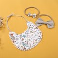 thumbnail image 4 of One opening Baby Flower Print Strappy Burp Cloth+Bowknot Hairband Boys Girls, 4 of 9