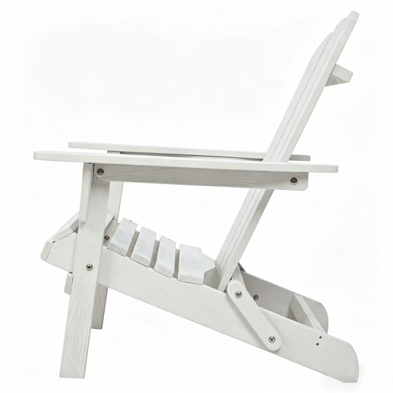 AISWORD Outdoor Folding Embossed Adirondack Chair Set of 2, Pre-Assembled BackRest Wood Lounge Chair, White