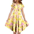 thumbnail image 2 of Xuewenshw Robes d'Été pour Filles Double Couche Manches Flottantes Robe Fluide Ligne A Décontractée Dégradé Midi Robes 12 Mois, 2 of 7
