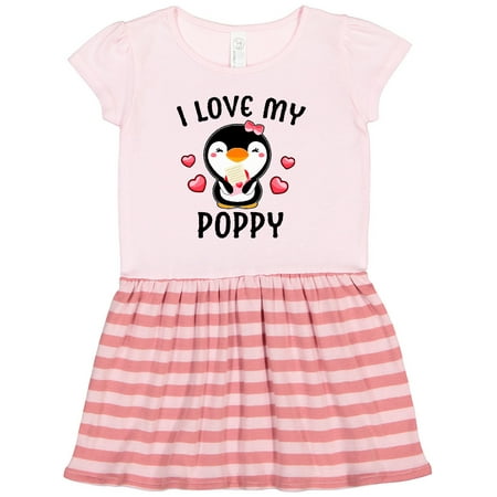 

Inktastic I Love My Poppy with Cute Penguin and Hearts Gift Toddler Girl Dress