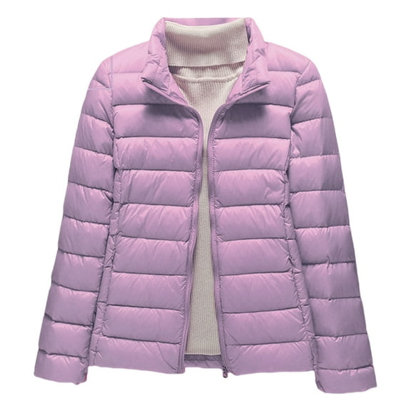 Winter Down Coat Thickened Padded Stand Collar Pockets Zipper Closure Windproof Long Sleeves Heat Retention Warm Daily Cold Weather Outwear Cotton Jacket