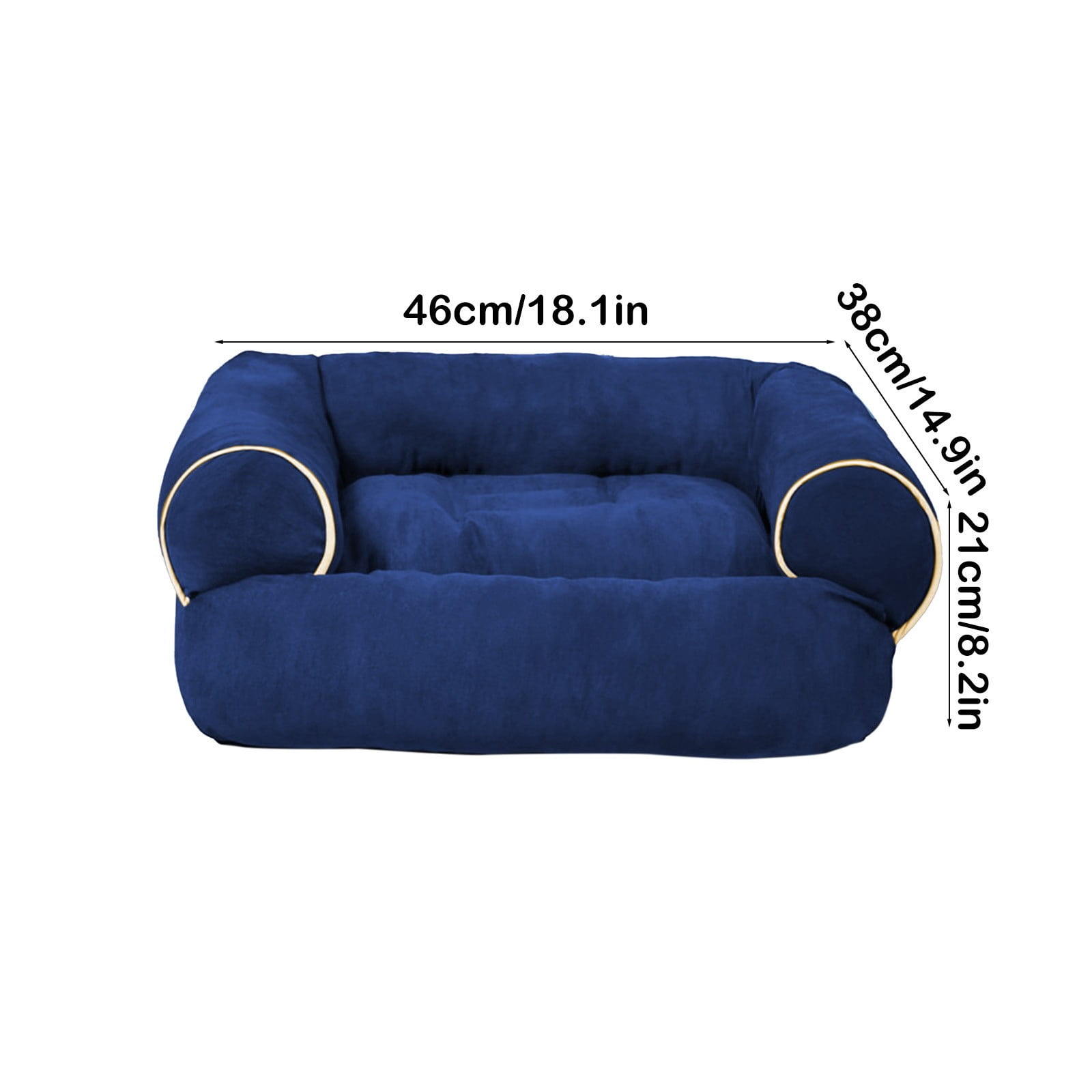 Suede Orthopedic Dog Bed for Small to Medium Dogs, Soft Pet Couch Bed with Sides, Non-Slip Bottom, Blue
