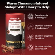 Better Alt Pure Himalayan Shilajit Cinnamon Honey Sticks with Organic Honey | Easy to Consume Shilajit| 30 Sticks for Energy Boost & Immune Support, 85+ Trace Minerals, 75%+ Fulvic Acid
